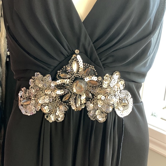 Black Formal Dress Beaded sz Large 16 - Picture 3 of 7
